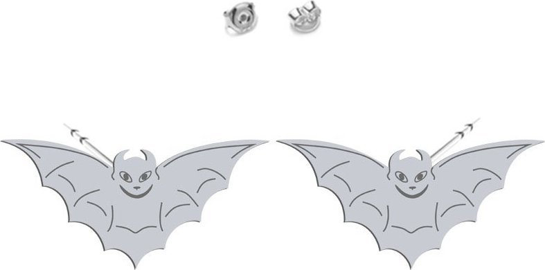 MEJK Jewellery Kolczyki Srebrne z Nietoperzem Halloween