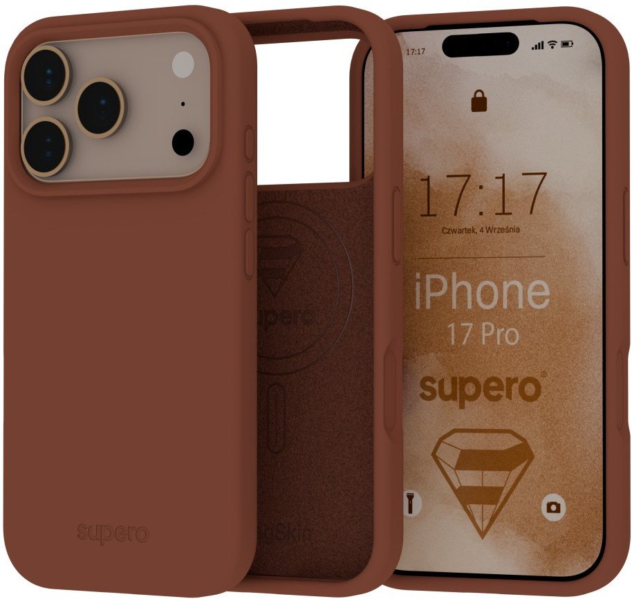 Etui silikonowe Supero MagSkin MagSafe do iPhone 17 Pro, brązowe