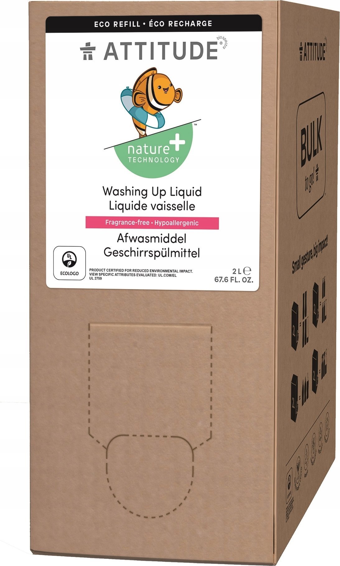 Attitude Attitude, Płyn do zmywania naczyń i butelek dziecięcych, bezzapachowy, 2L