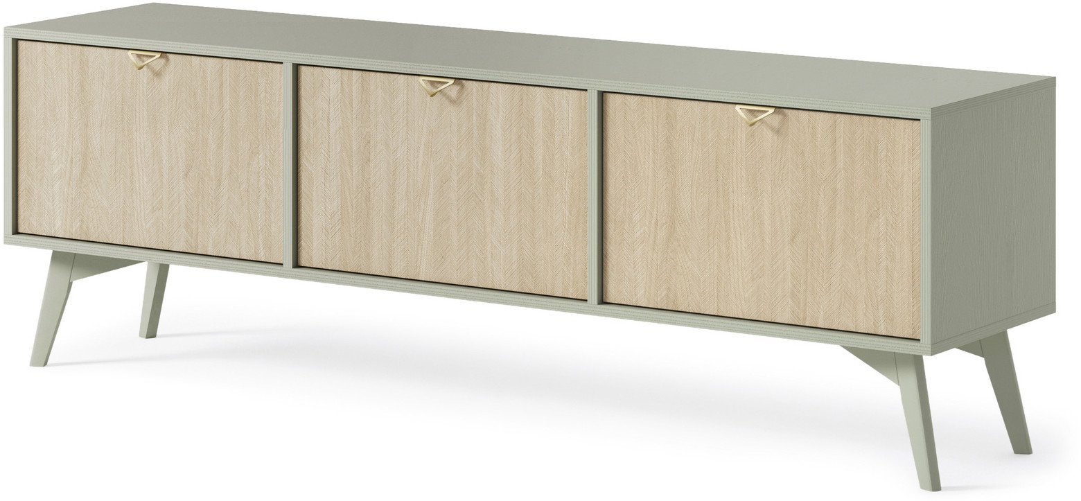 Szafka RTV Silva 158cm w kolorze Eukaliptus + Jodełka Scandi