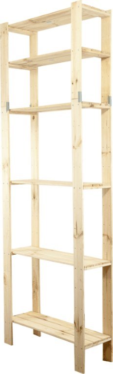 Wamar-Sosenka MAXI Regał Drewniany 230x80x30 cm 6 Półek ażurowych Surowy Drewno sosnowe Naturalny MAXI-6LA / Wamar-Sosenka