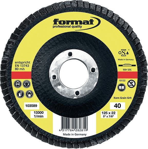 Format Ściernica listkowa talerzowa, wzmocniona włóknem szkalnym, prosta125mm K80 FORMAT