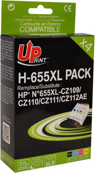 Tusz UPrint kompatybilny tusz z CZ109AE, CZ110AE, CZ111AE, CZ112AE, No.655, black, 550+3x750s, 20+3x12ml (H-655XL PACK)