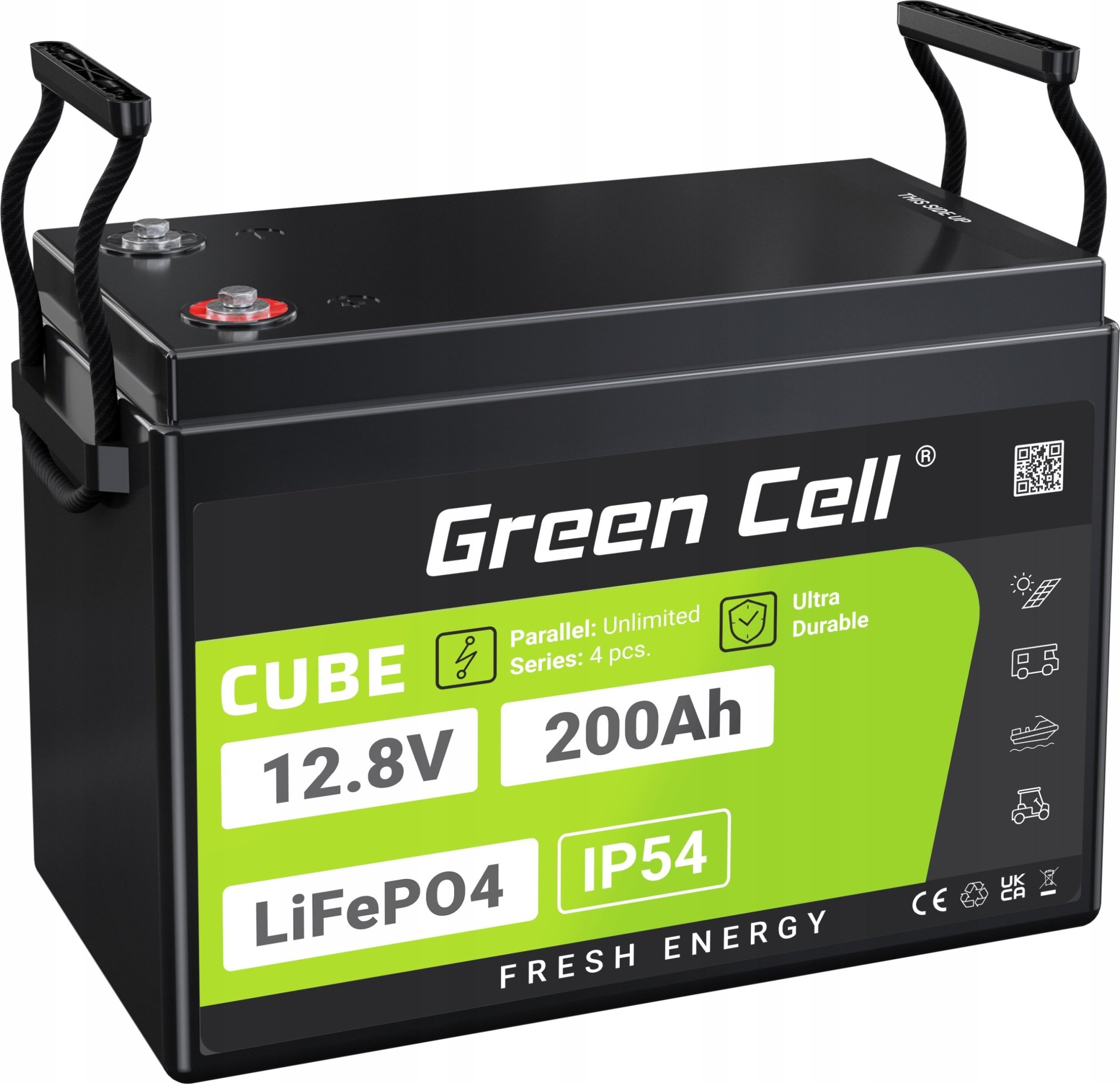 Green Cell Green Cell CUBE Akumulator LiFePO4 200Ah 12.8V 2560Wh Litowo-Żelazowo-Fosforanowy do Kampera, Paneli solarnych, Foodtrucka