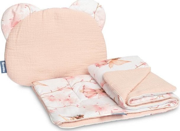 Sensillo KOMPLET MUŚLINOWY DO WÓZKA - WRÓŻKI RÓŻOWY