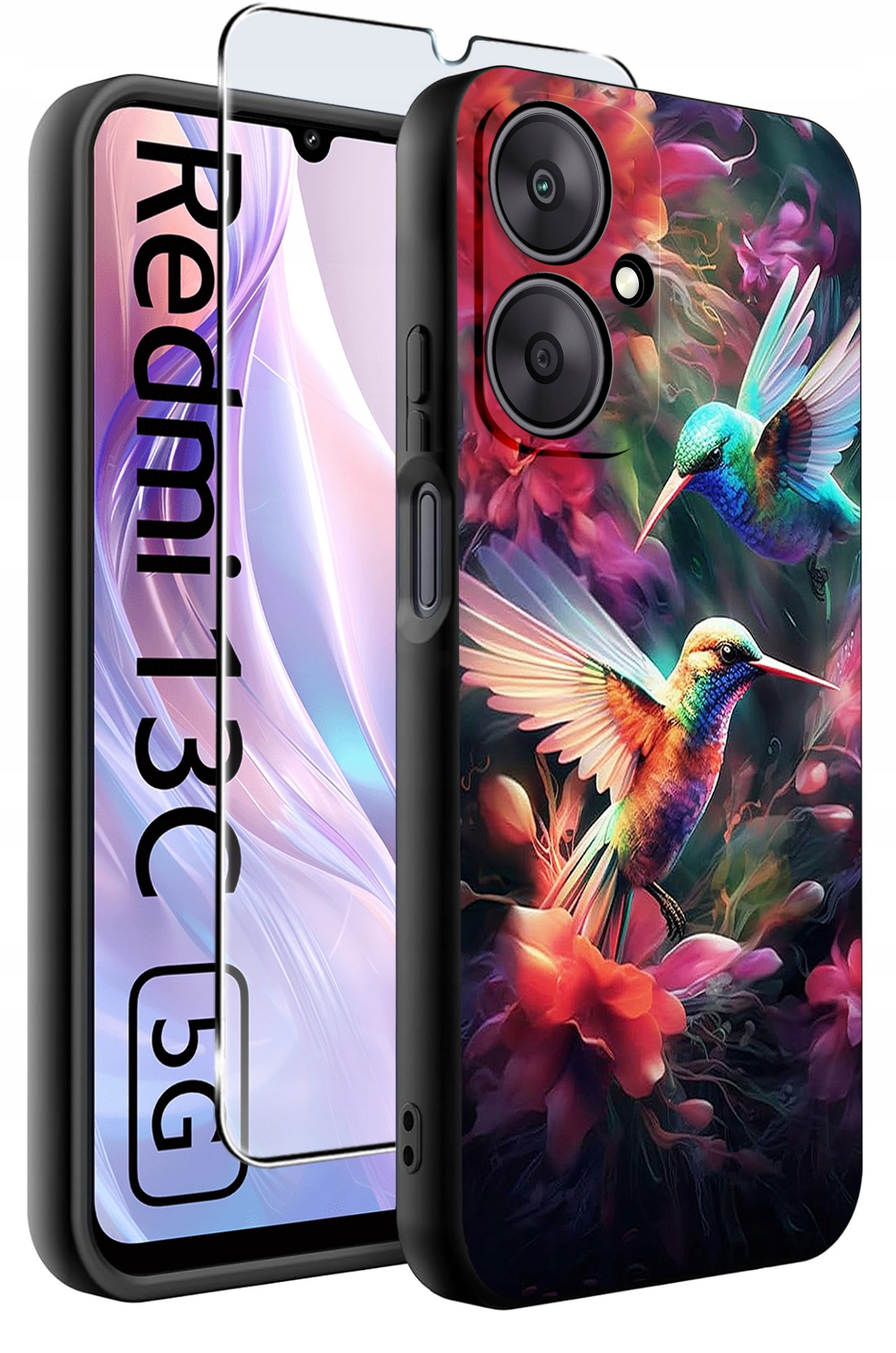 ETUI do Xiaomi Redmi 13C 5G WZORY |SILIKONOWE MATT CASE +SZKŁO HARTOWANE 9H