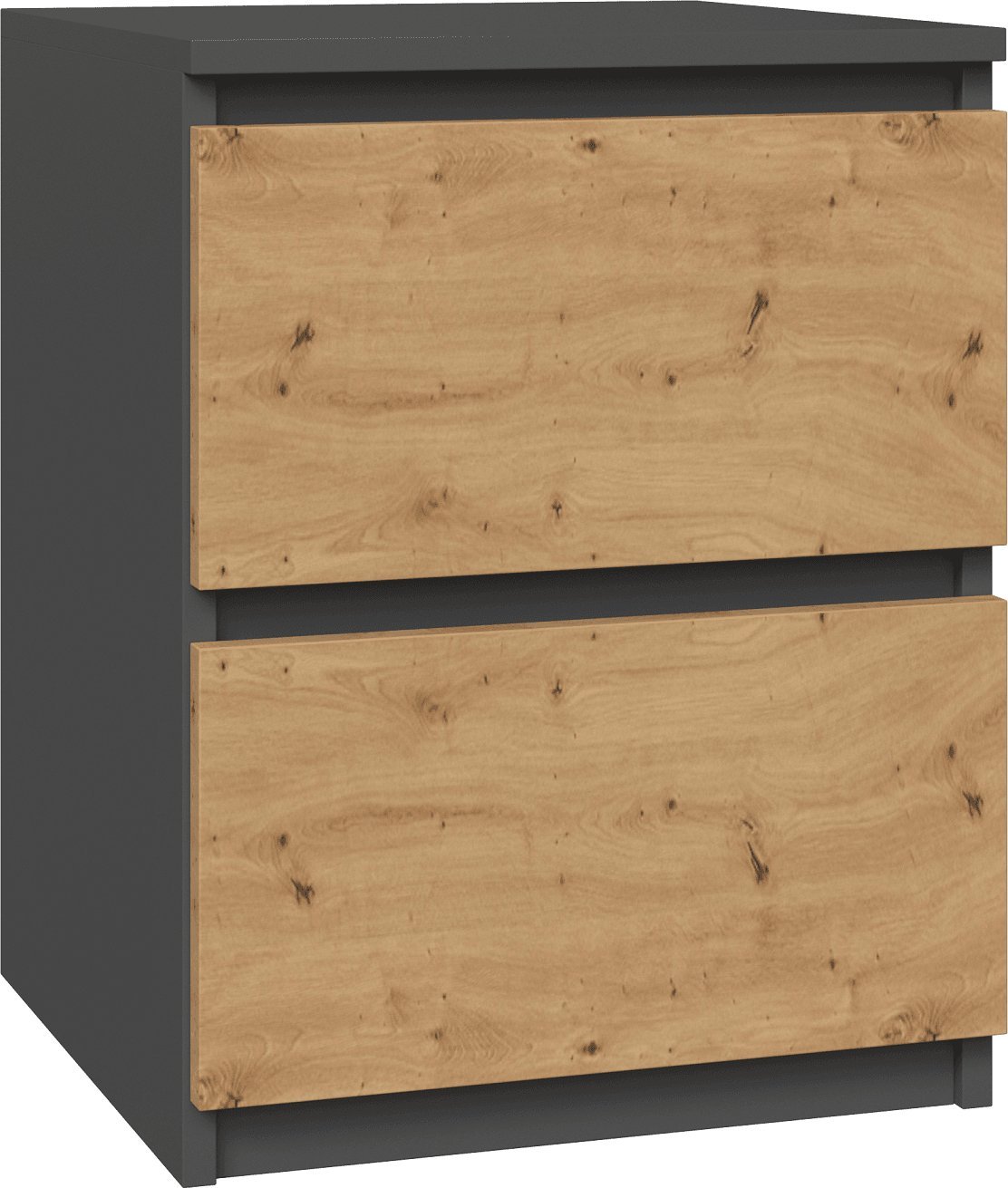 Topeshop SZAFKA STOLIK NOCNY 2 SZUFLADY W2 ANTRACYT / DĄB ARTISAN