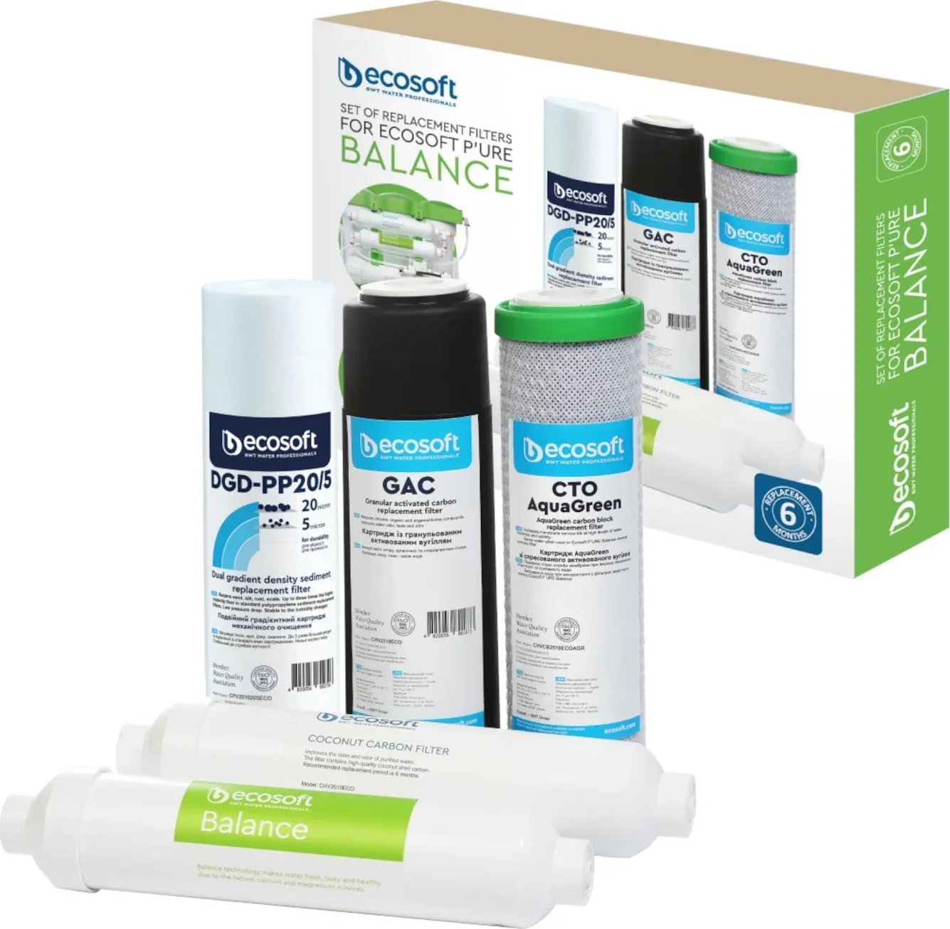 Ecosoft Ecosoft Pure Balance Zestaw 5 wkładów do filtra osmozy