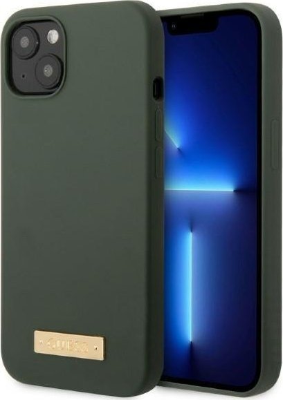 Guess Guess GUHMP13MSBPLA iPhone 13 6,1" zielony/khaki hard case Silicone Logo Plate MagSafe NoSize