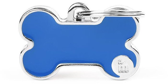 Zawieszka Adresówka Identyfikator z grawerem dla psa i kota kość niebieska z obramówką S