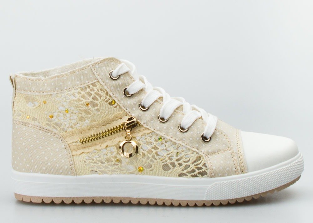 Seastar Trampki prześwitujące ze złotym zamkiem beżowe-38