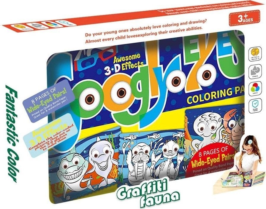 Książeczka do kolorowania 3D + mazaki 8szt
