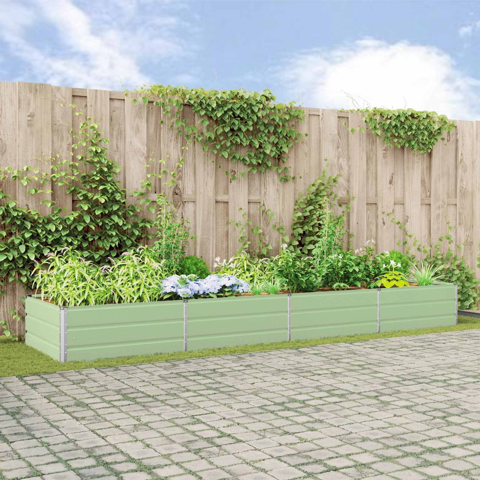 vidaXL Donica Pastelowa Zieleń 195 x 100 x 45 cm Stal Galwanizowana