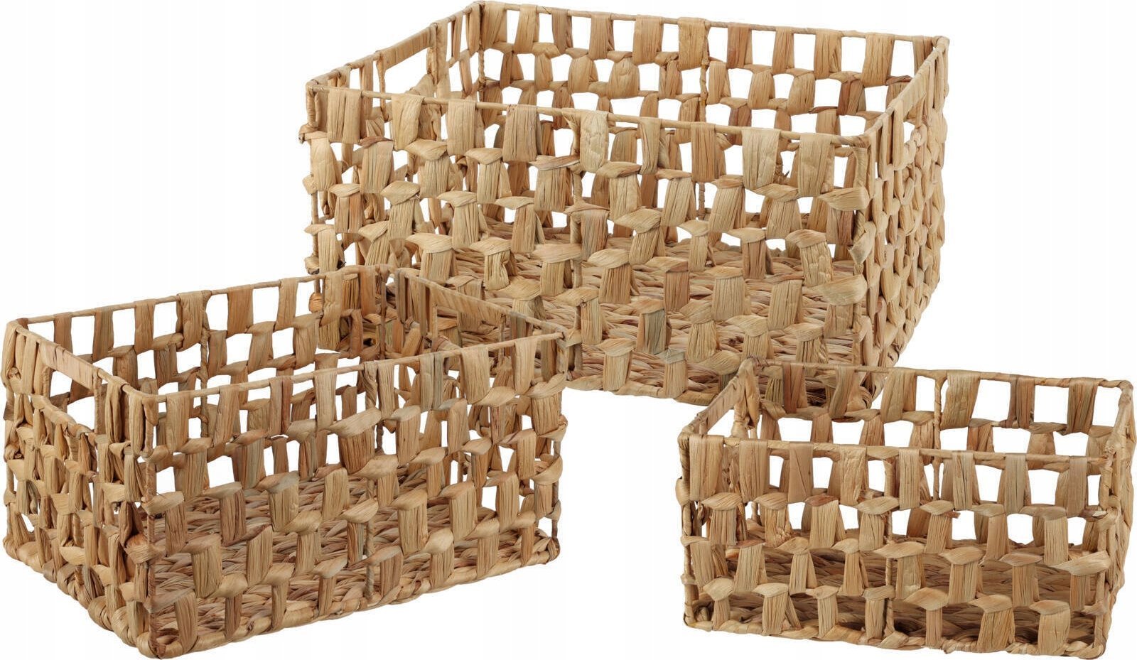 Atmosphera Kosze do przechowywania, plecionka z hiacyntu morskiego, prostokątne, 3 sztuki