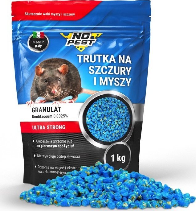 NO PEST Trutka na Szczury i Myszy 1kg Środek Granulat Ziarno Trucizna na Myszy Szczury Gryzonie