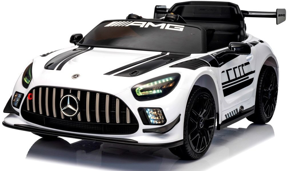 Mercedes GT3 Evo Biały Miękkie koła Eva, miękki fotelik Licencja Akumulator litowo-jonowy EDUKAMP