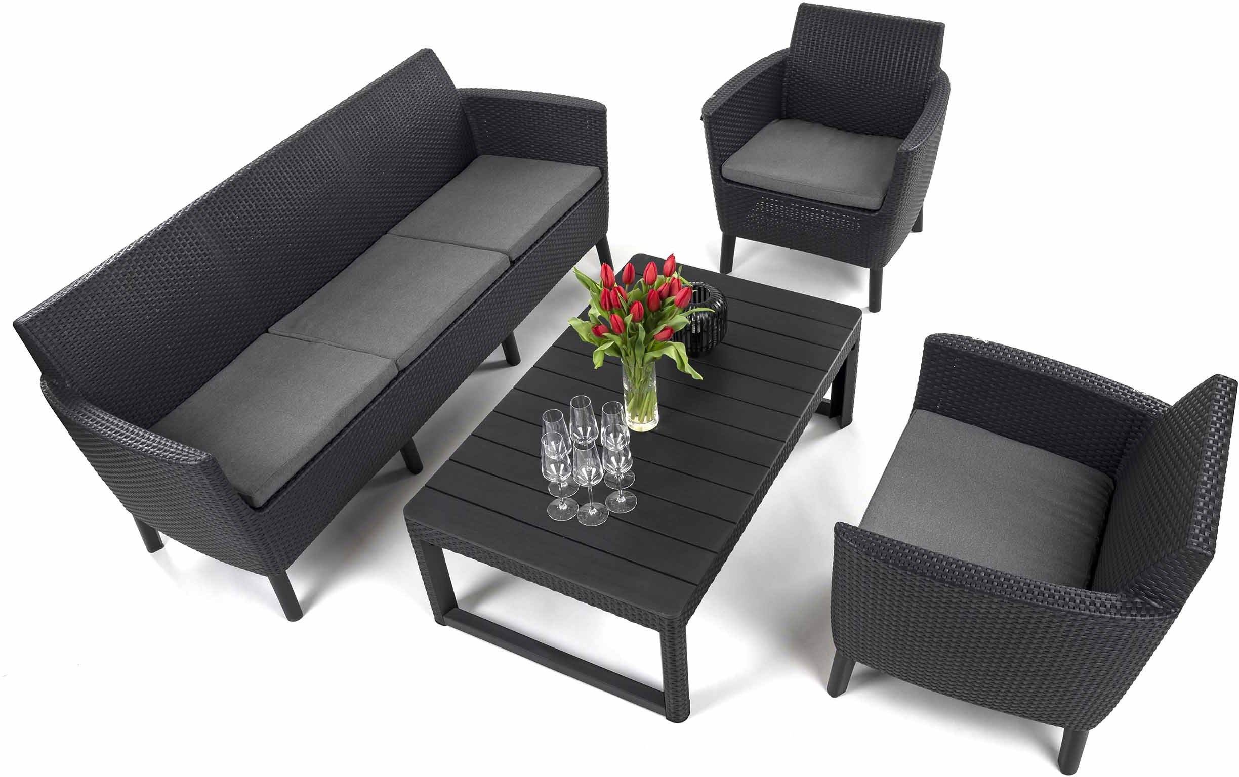 Zestaw mebli ogrodowych SALEMO 3-SET LYON dla 5 osób grafitowy