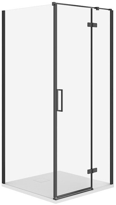 SET C531 KABINA CITY PRAWA CZARNA 80X80X195+TAKO SLIM BIAŁY WIR