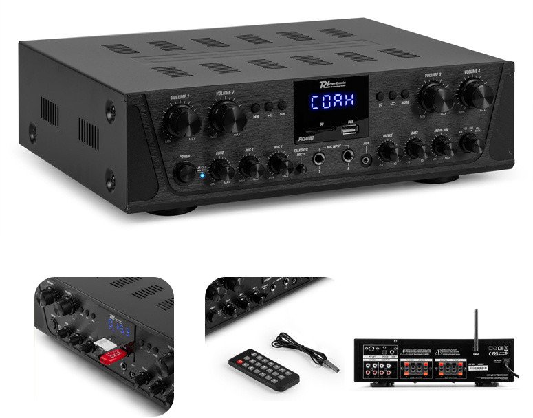 Wzmacniacz audio PV240BT 4 strefowy 400W BT USB SD FM pilot Power Dynamics one size