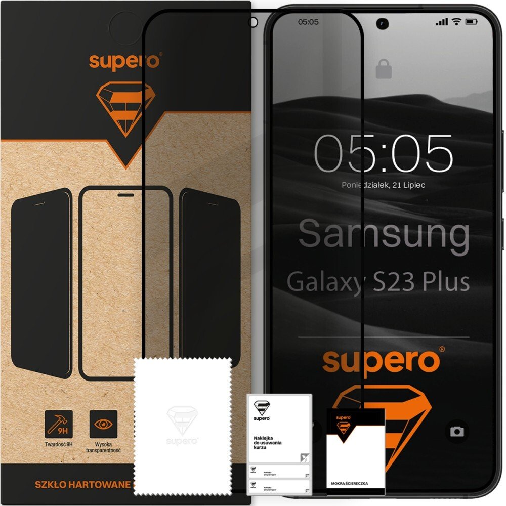 SUPERO Szkło hartowane Supero do Samsung Galaxy S23 Plus z czarną ramką