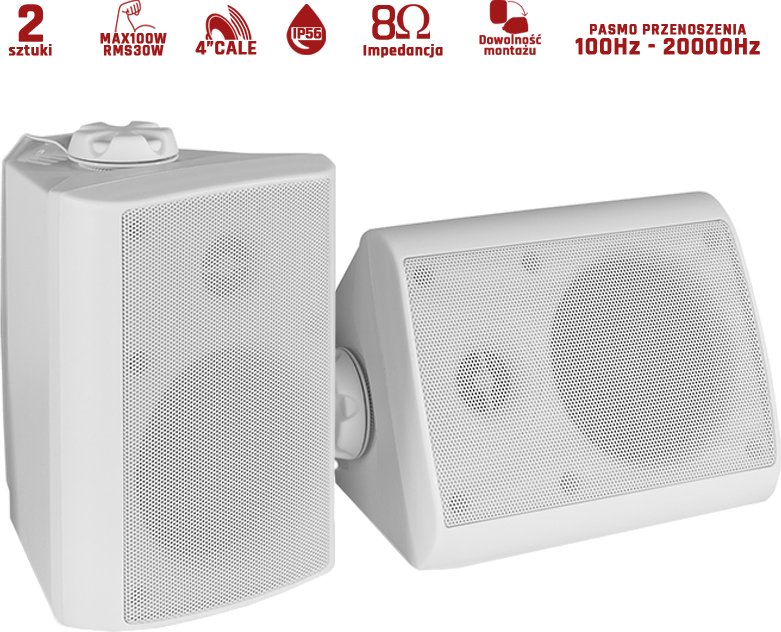 Zestaw kolumn zewnętrznych 4" 100W PD BGO40 białe one size