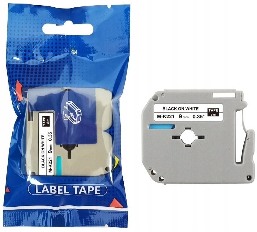 Taśma BROTHER M-K221 9mm x 8m czarny na białym zamiennik