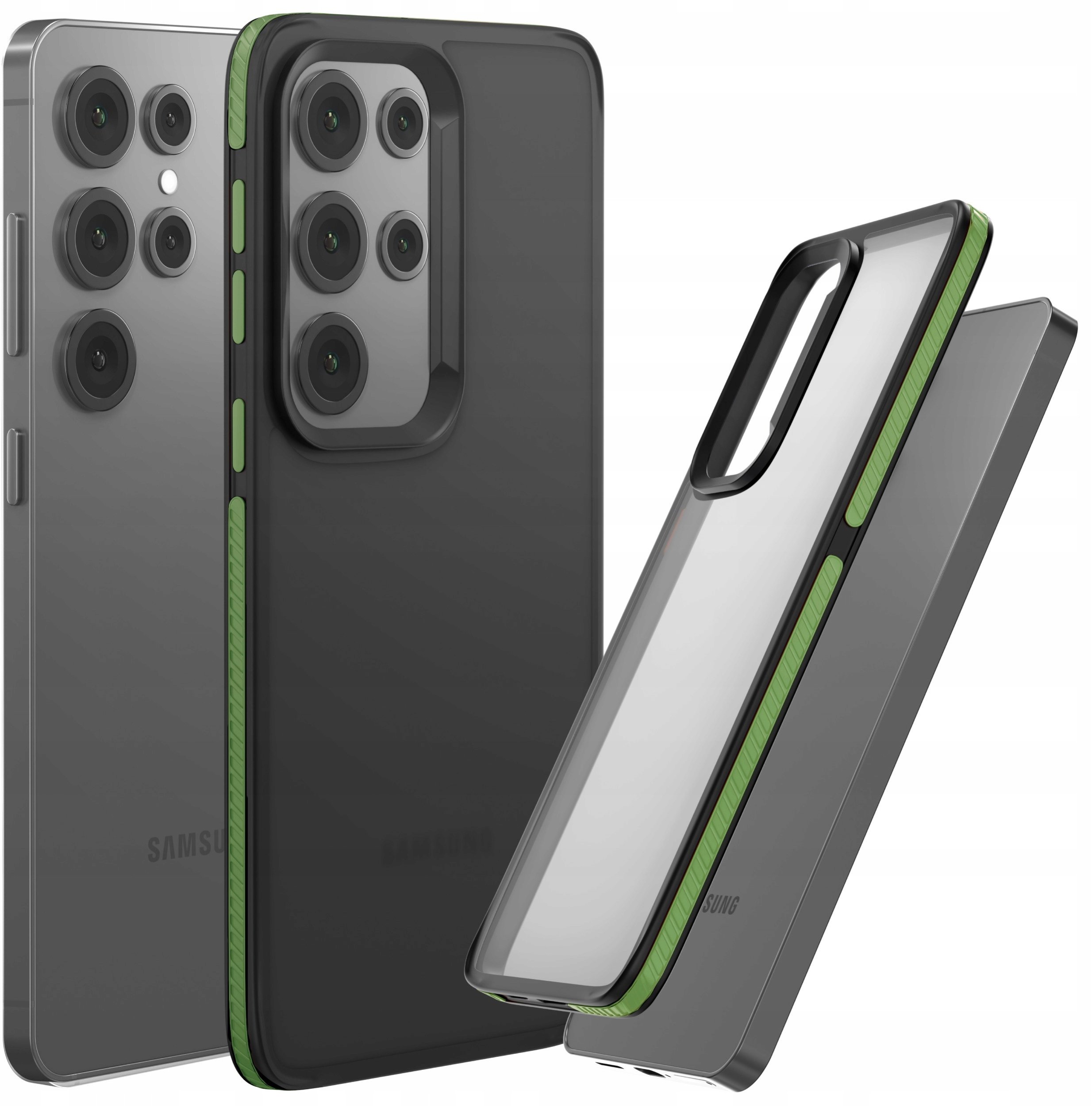Etui Do Samsung Galaxy S24 Ultra (Matowe, Zielona Ramka, Bumper, Ochronne)