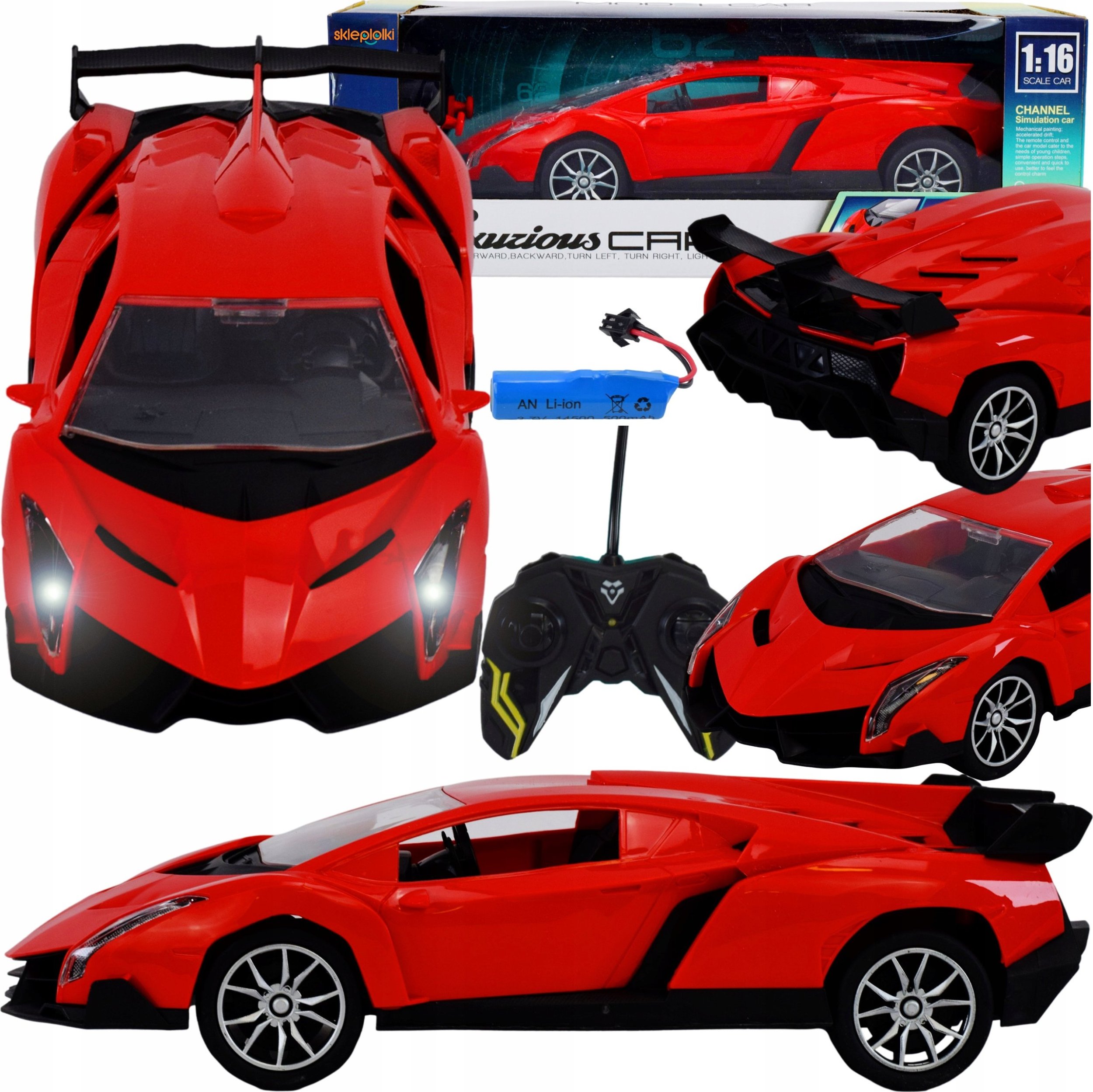 Skleplolki SPORTOWY SAMOCHÓDV ZDALNIE STEROWANY MODEL NA PILOT RC DŹWIĘK AUTO ŚWIATŁA