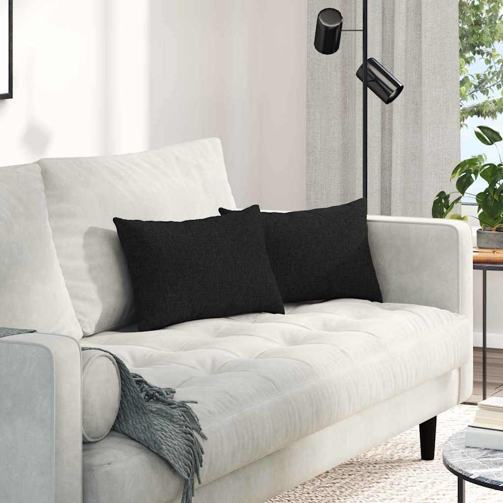 vidaXL Poduszki na sofę 2 pcs Czarny 50 x 30 cm tkanina
