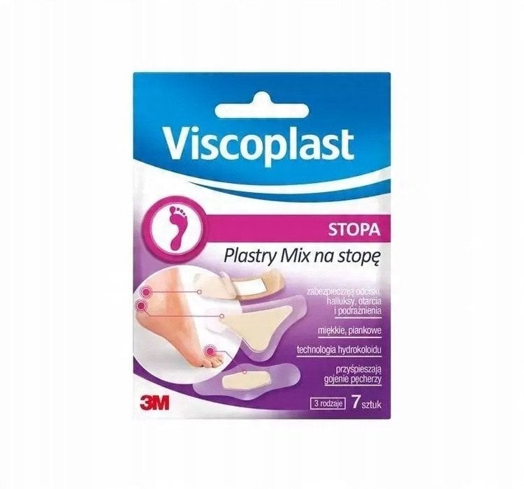 Plastry na stopę VISCOPLAST Mix, 3 rozmiary, kopertka, 7szt.