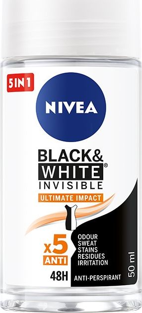 Nivea Dezodorant BLACK& WHITE INVISIBLE Ultimate Impact 5in1 roll-on 50ml