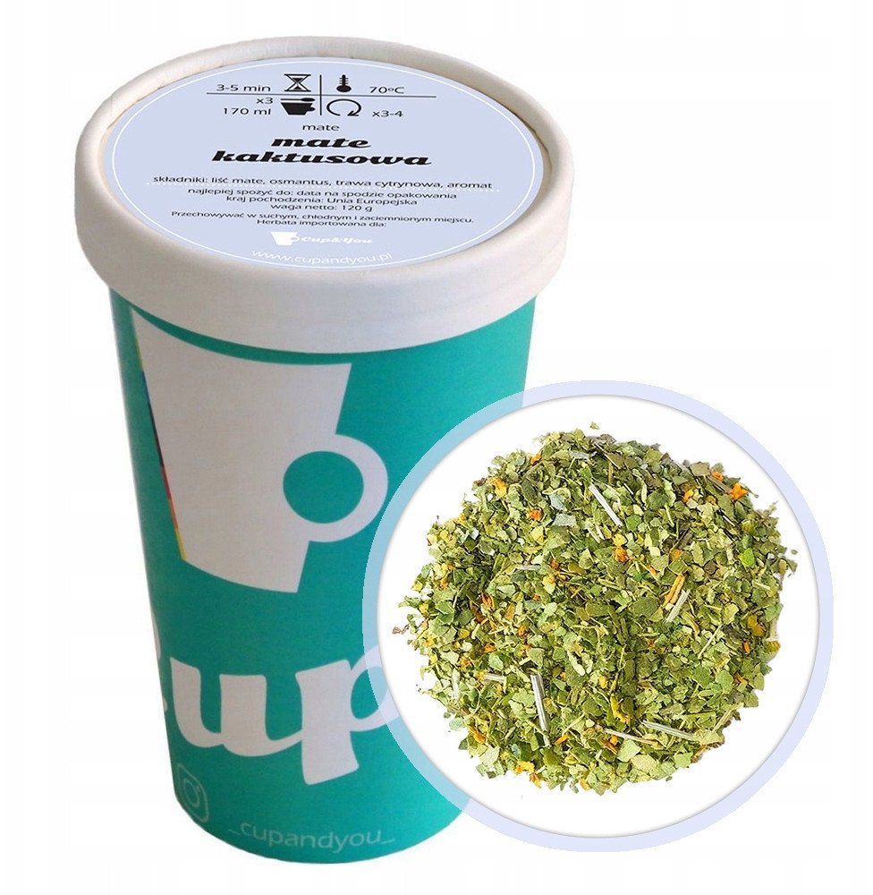 Cup&You Egzotyczna herbata Yerbamate mocna KAKTUSOWA EKO* premium liście mate 120g - herbata liściasta sypana mieszanka napar susz
