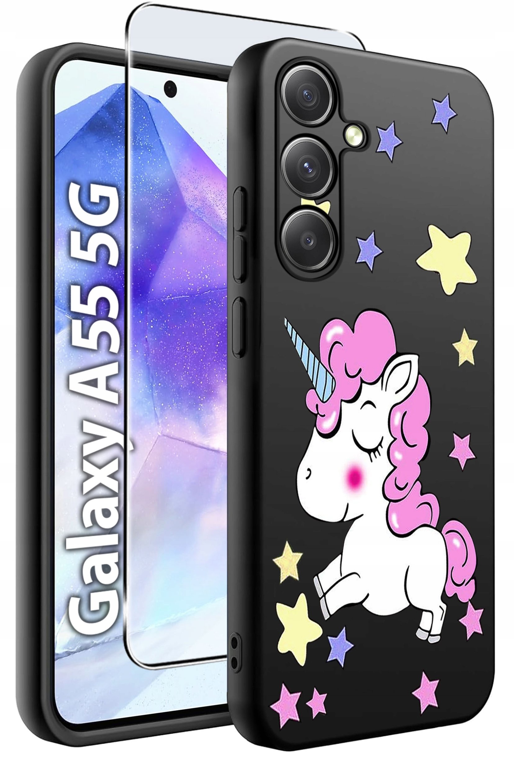 ETUI do Samsung A55 5G WZORY | SILIKONOWE MATT CASE + SZKŁO HARTOWANE 9H