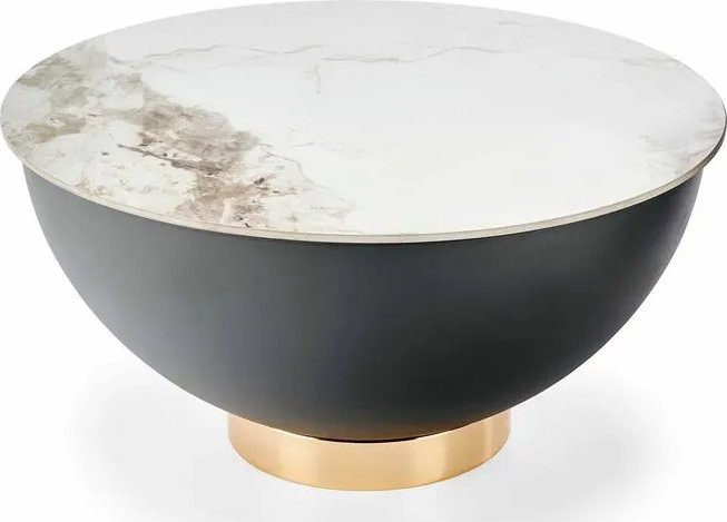 Halmar Stolik kawowy CECILIA 73x73 biały marmur/szara HALMAR