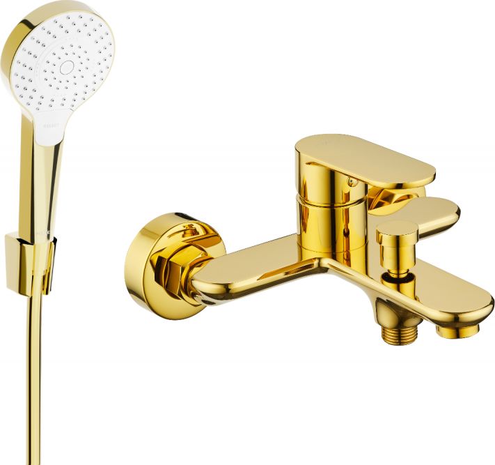 Mexen Mexen Milo R05 bateria wannowa z zestawem prysznicowym, złota - 7133R05-50