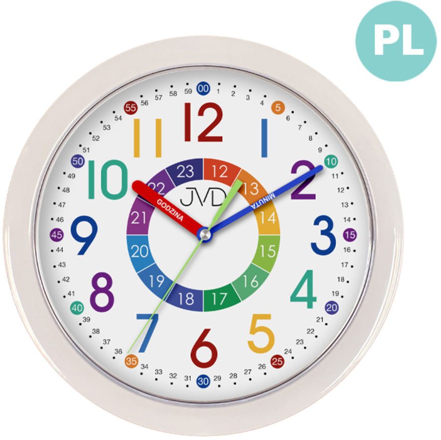 Zegar ścienny JVD HP612.D14 kolorowy edukacyjny 25 cm .