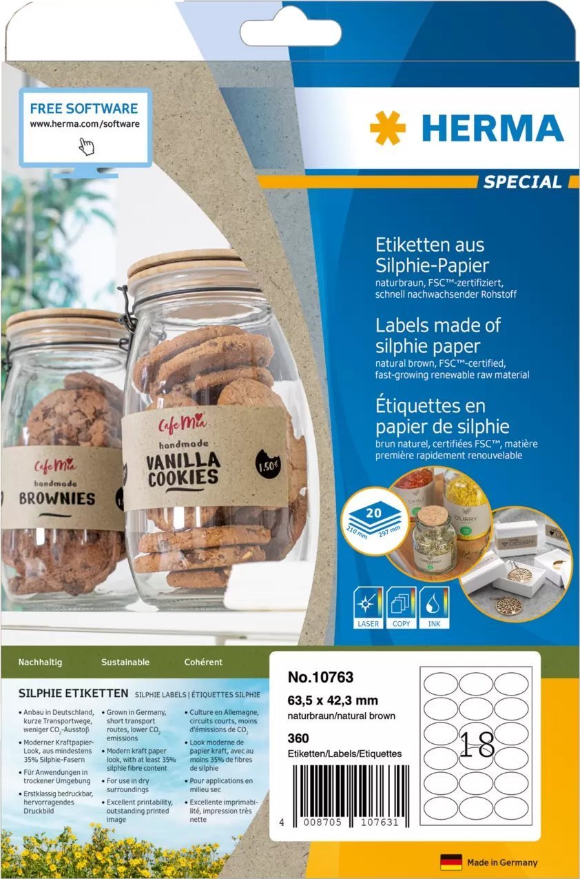 Herma HERMA Etiketten Silphie A4 20 Blatt 63.5x42.3 Oval