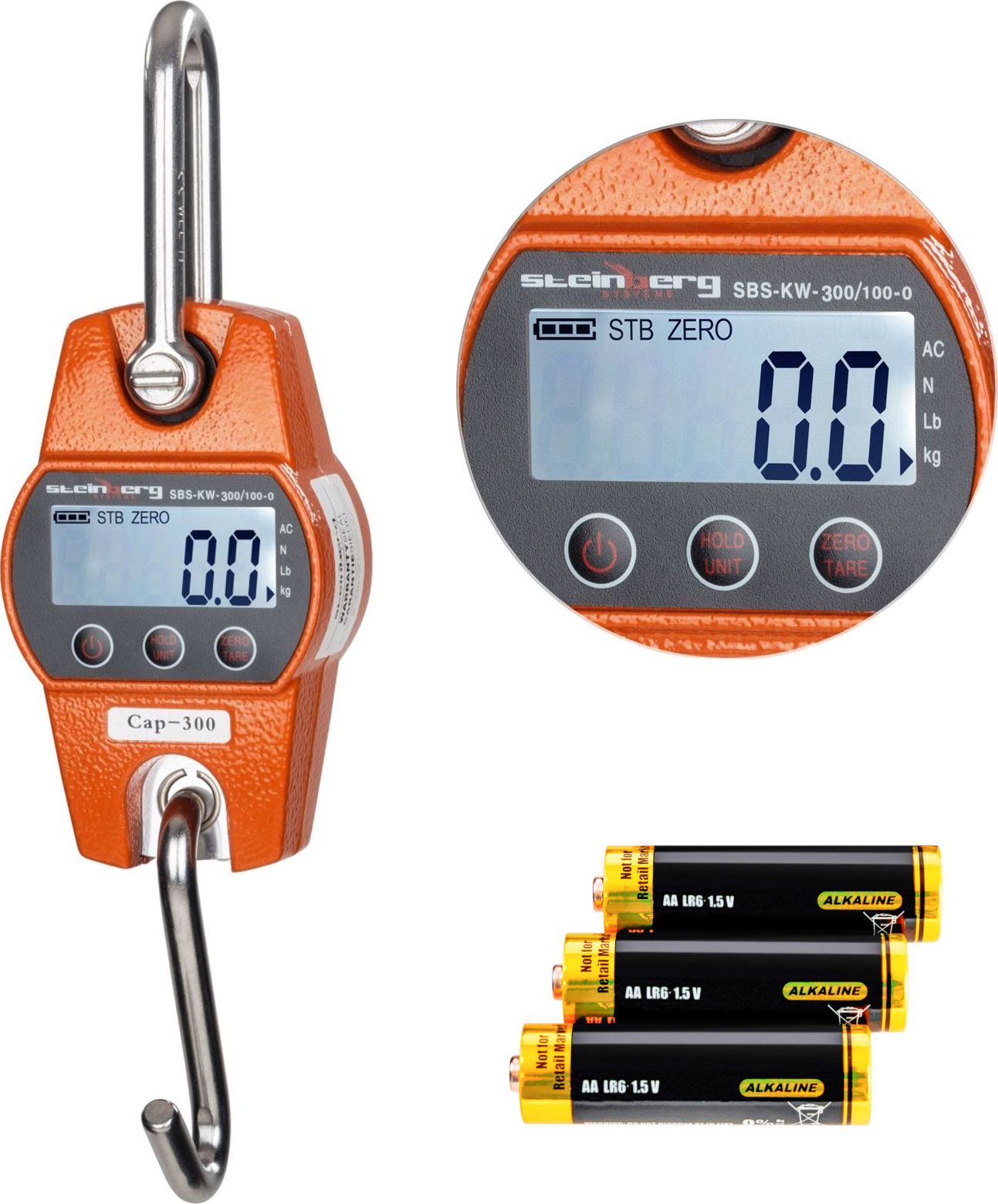 Steinberg Waga hakowa łowiecka dla myśliwych handlowa SBS-KW-300/100-O LCD do 300kg uniwersalny (384292-uniw) - 384292-uniw
