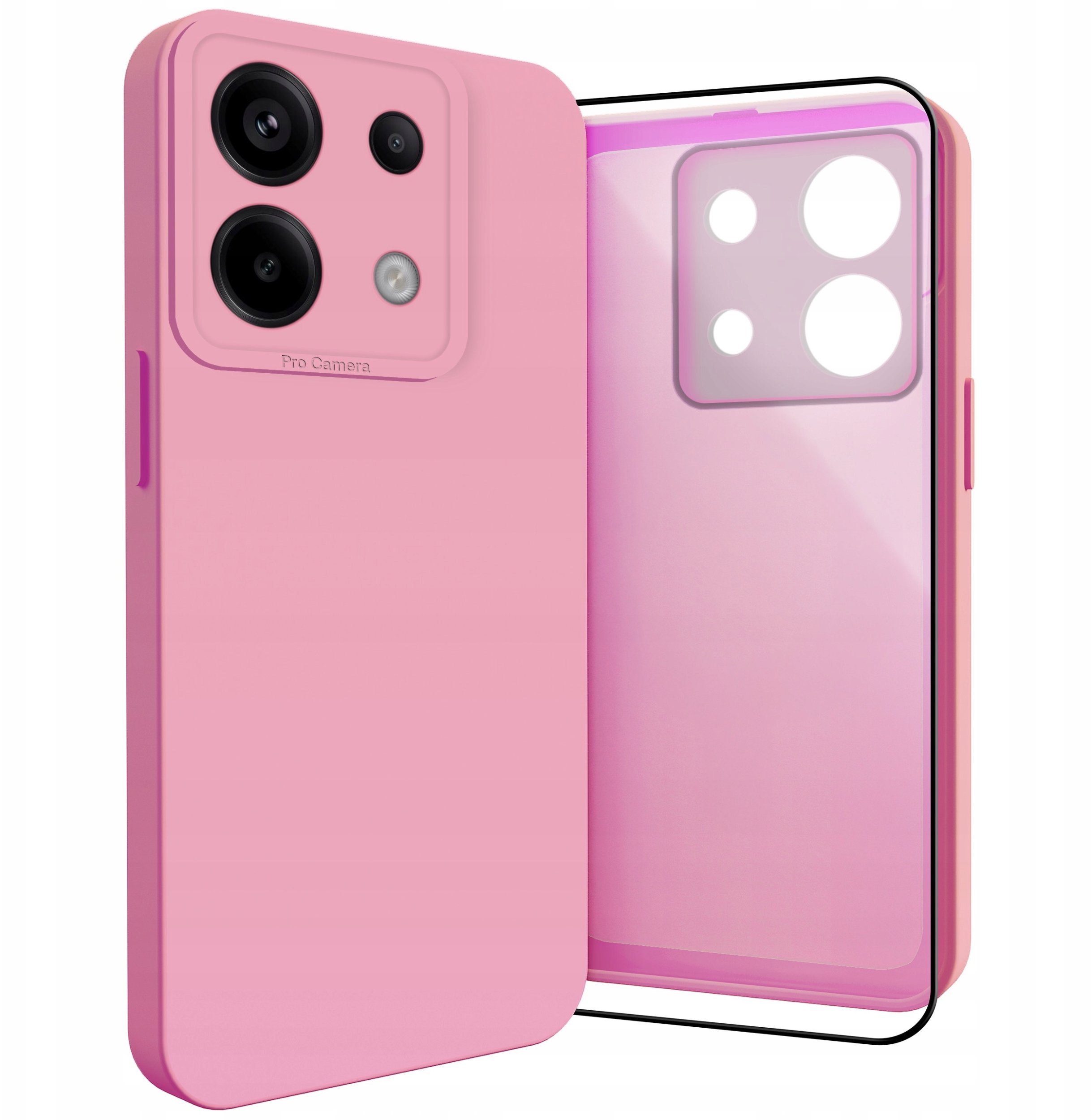 Etui do Xiaomi Redmi Note 13 4G (Osłona Kamery, Różowe, Ochronne) Szkło