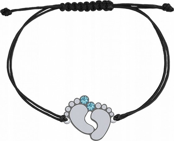 Radziszewska Jewellery Bransoletka Srebrna ze Stópkami Dziecka Imię Dziecka Dzień Matki 925 GRAWER