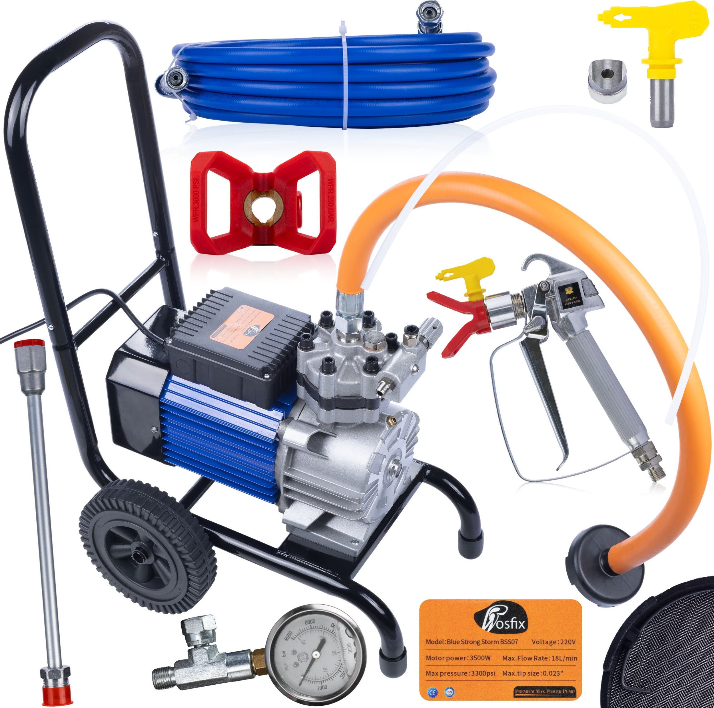 Rosfix PROFESJONALNY AGREGAT MALARSKI DO MALOWANIA 18L/MIN 3500W HQ PISTOLET LANCA
