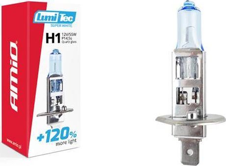 AMiO Żarówka halogenowa H1 12V 55W LumiTec SuperWhite +120%