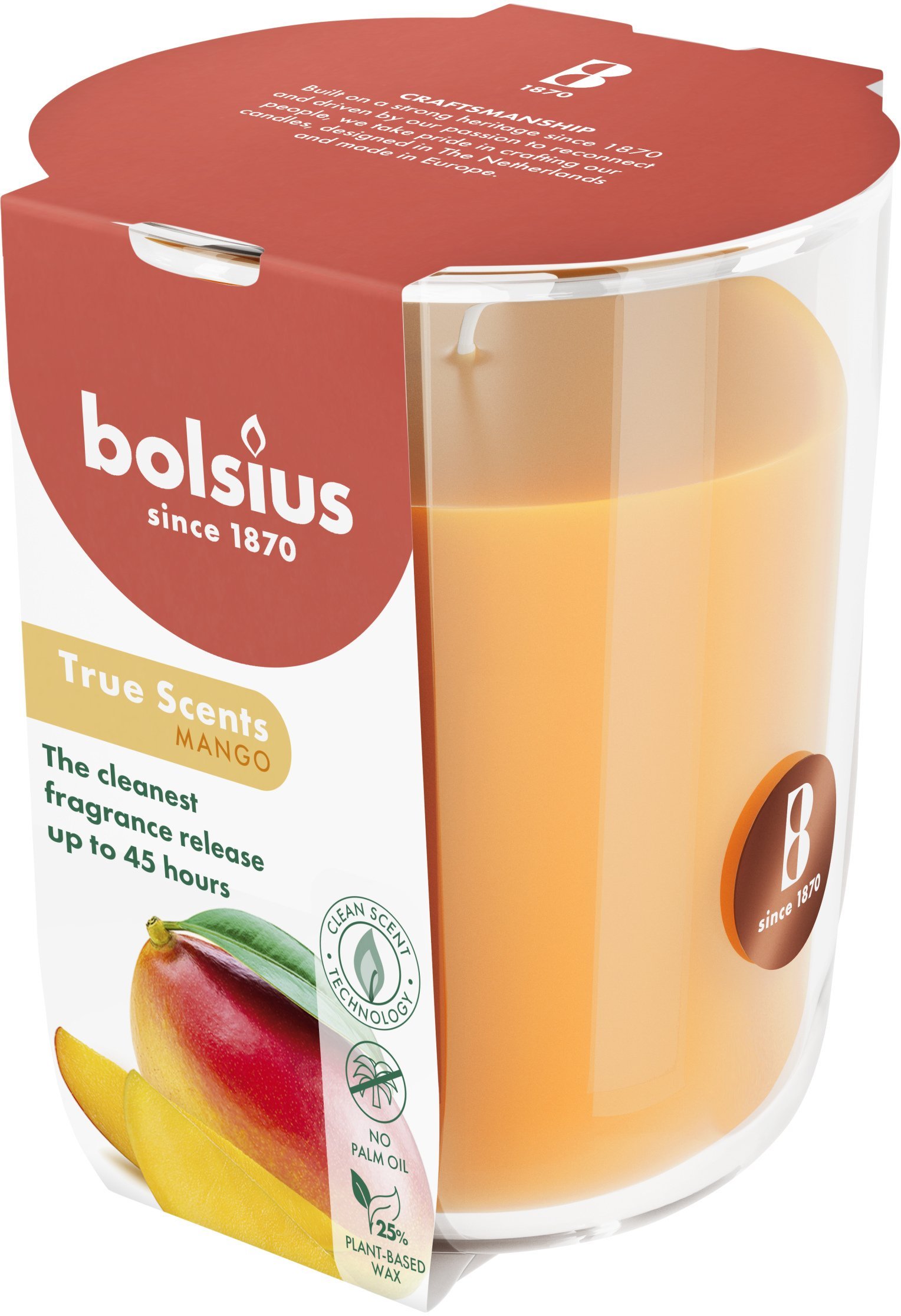Bolsius Świeca arom. szklana gl. True Scents O97x85mm mango 8717847190611 8717847190611 (8717847190611)
