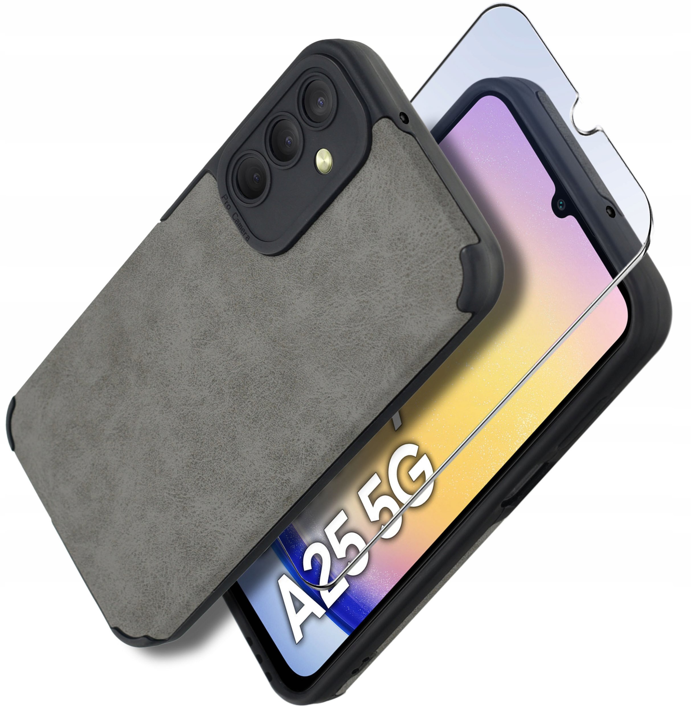 Etui do Samsung A25 5G silikonowe SKÓRZANE VINTAGE CASE + Szkło na ekran 9H