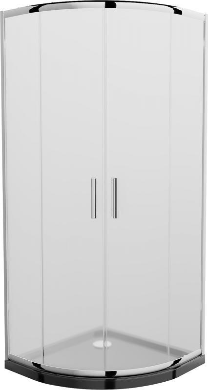 Mexen Mexen Rio kabina prysznicowa półokrągła 90 x 90 cm, szron, chrom + brodzik Flat, czarny - 863-090-090-01-30-4170