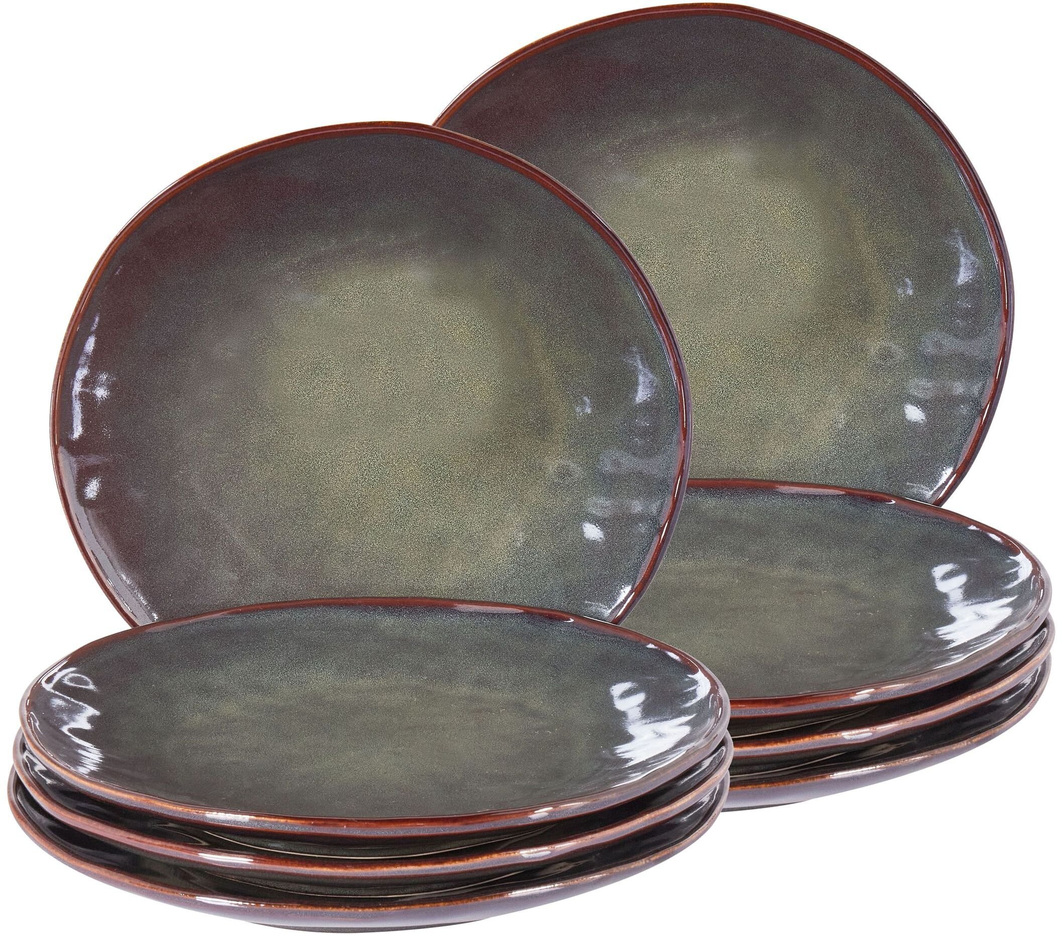 Zestaw 8 dużych talerzy THYME Kamionka Ciemnozielony