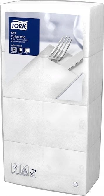 Tork Tork – Miękka poszetka na sztućce, 3-warstwowa, 200 sztuk – biała