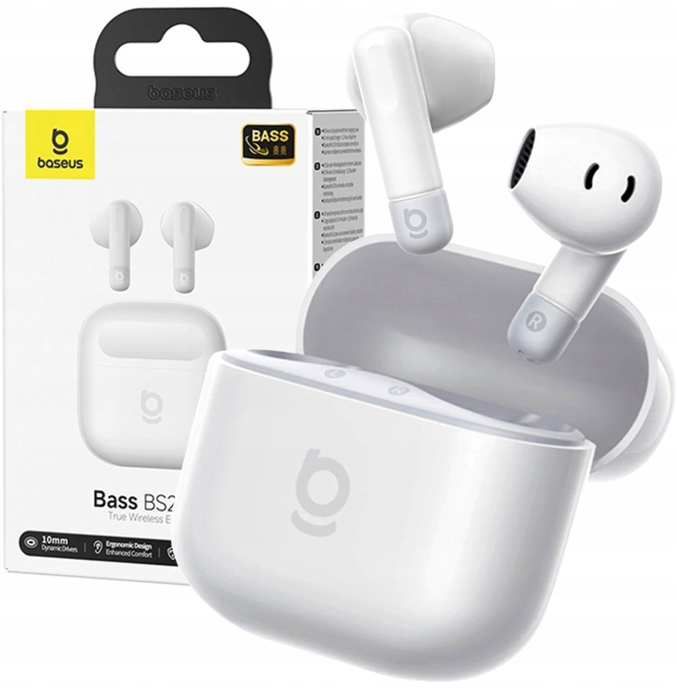 Słuchawki douszne Baseus Bass BS2 Lite TWS - białe
