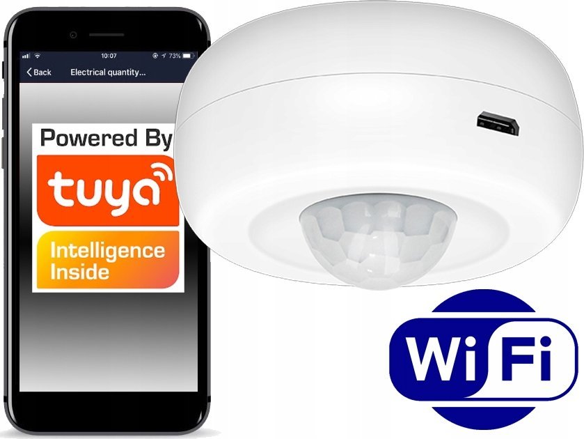 Czujnik detektor ruchu i światła PIR LUX WiFi TUYA