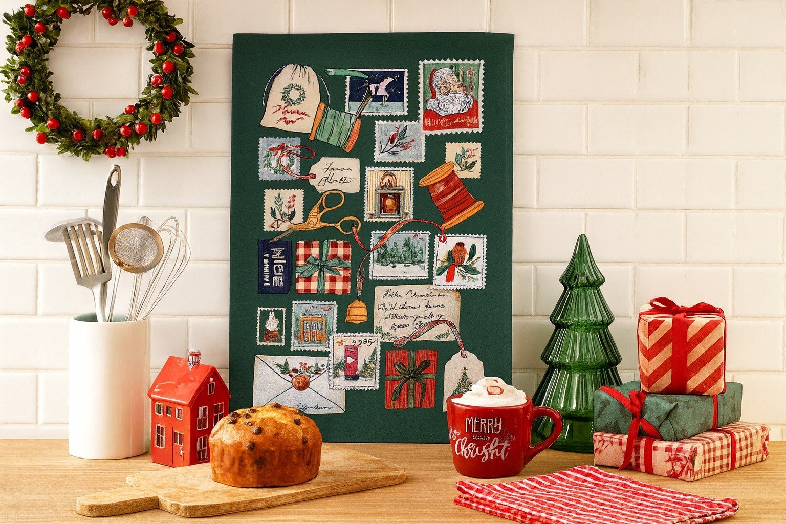 Ściereczka kuchenna 48x74 cm Letters to Santa Christmas 022LTSN